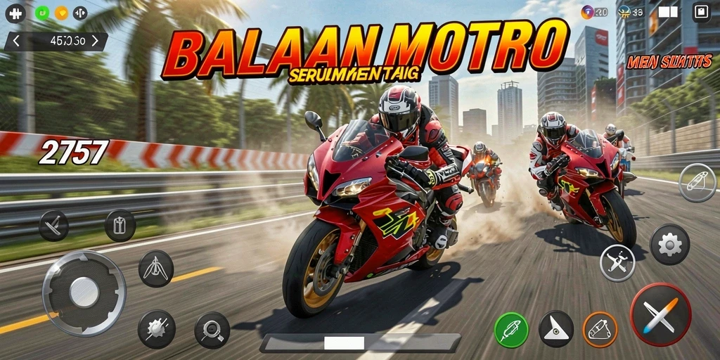 Gameplay balapan motor yang menegangkan dan memukau.