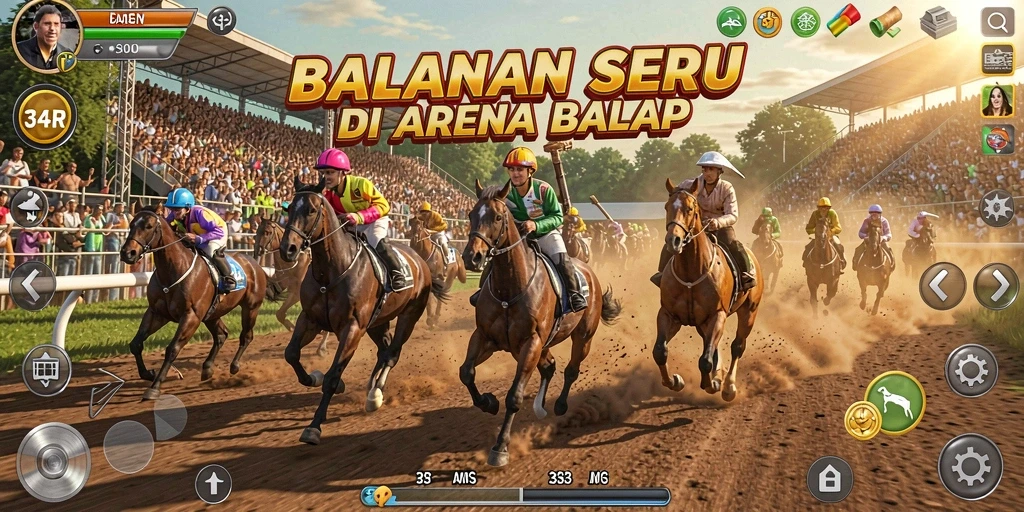 Tampilan menarik dari gameplay balapan di 34R.