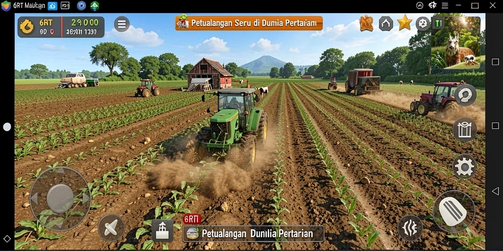 Screenshot 6RT menunjukkan aktivitas seru dalam bertani dan merawat hewan.