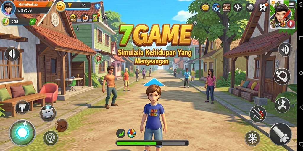 Tampilan gameplay menarik dari 7GAME dengan berbagai aktivitas.