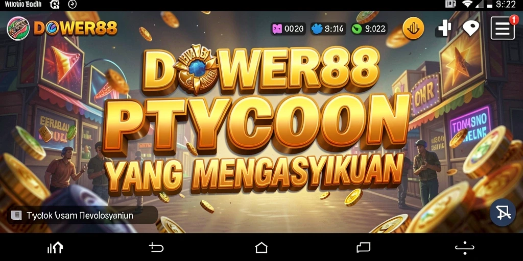 Screenshot gameplay DOWER88 yang menunjukkan membangun bisnis yang sukses.