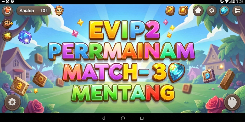 Tampilan gameplay seru EVIP2 dengan elemen Match-3 yang menarik.