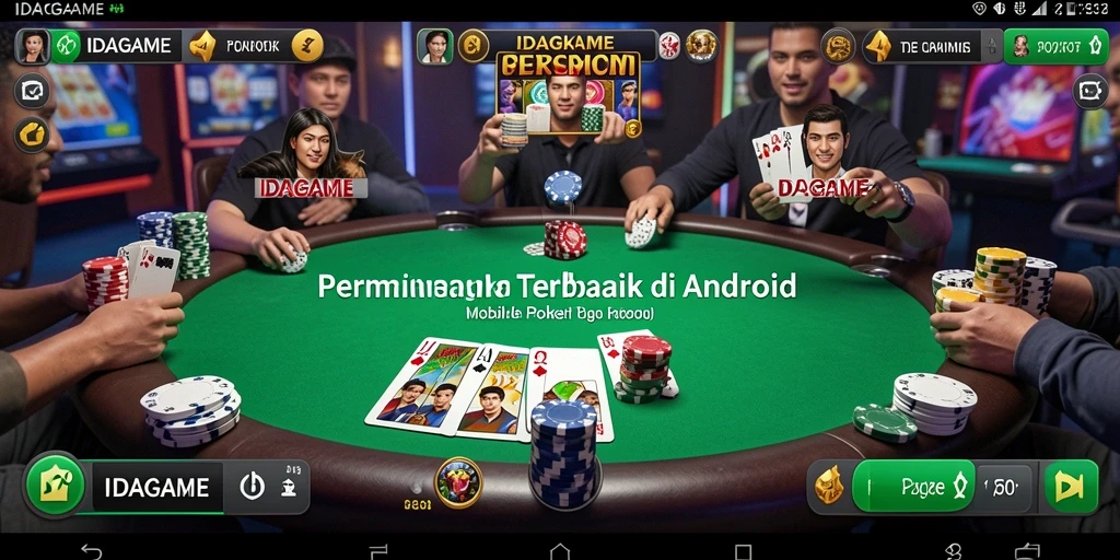 Tampilan gameplay seru poker di IDAGAME yang menegangkan.