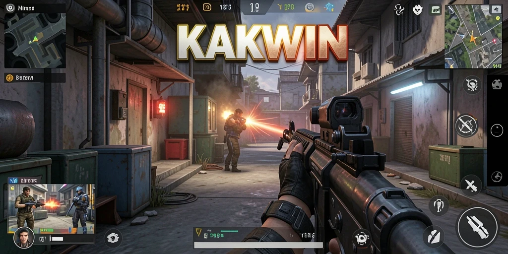 Tangkapan layar KAKWIN menampilkan aksi menembak yang mendebarkan dalam permainan FPS.