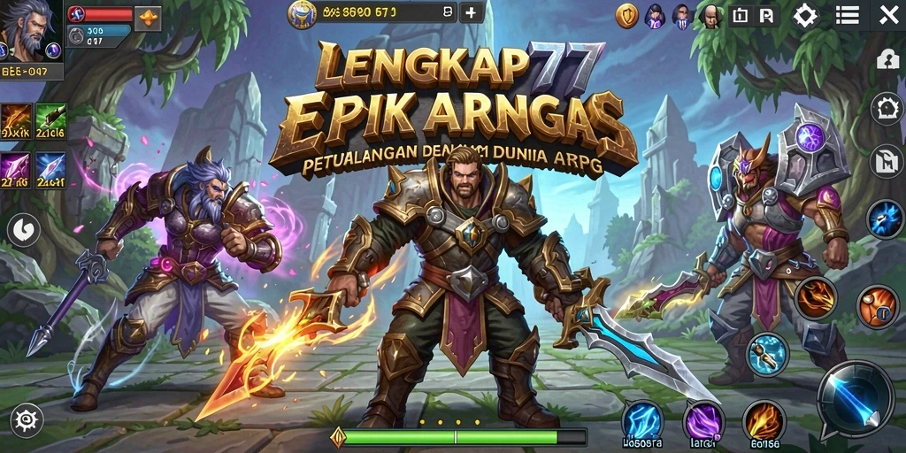 Screenshot gameplay LENGKAP777 menampilkan pertarungan dinamis dengan efek visual menawan.