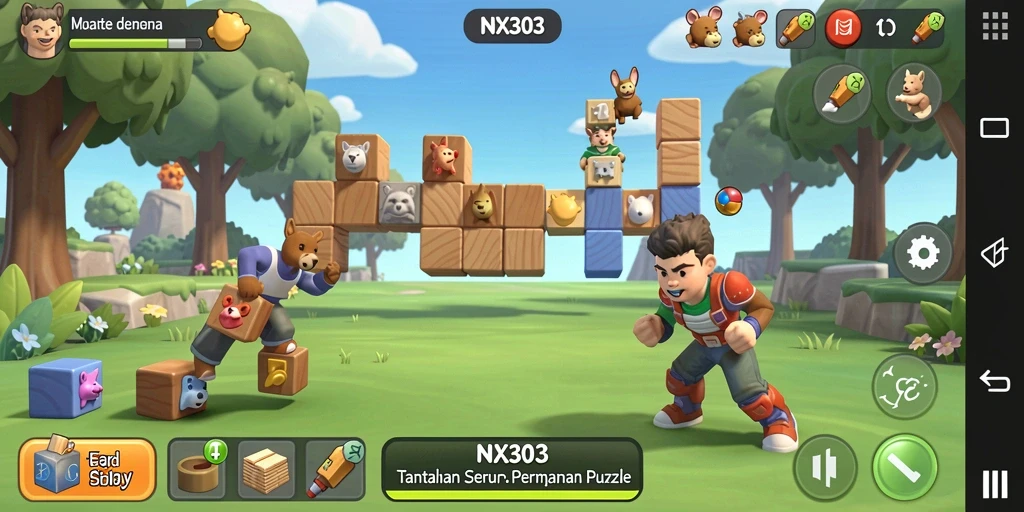 Screenshot permainan NX303 menunjukkan gameplay Puzzle yang menarik dan menantang.