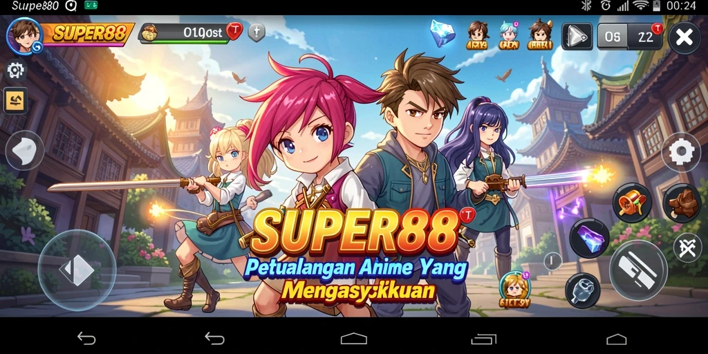 Tangkapan layar gameplay <strong>SUPER88</strong> menampilkan aksi seru dan karakter yang menawan.