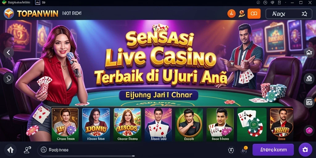 Tangkapan layar gameplay TOPANWIN yang menampilkan dealer dan interaksi real-time.