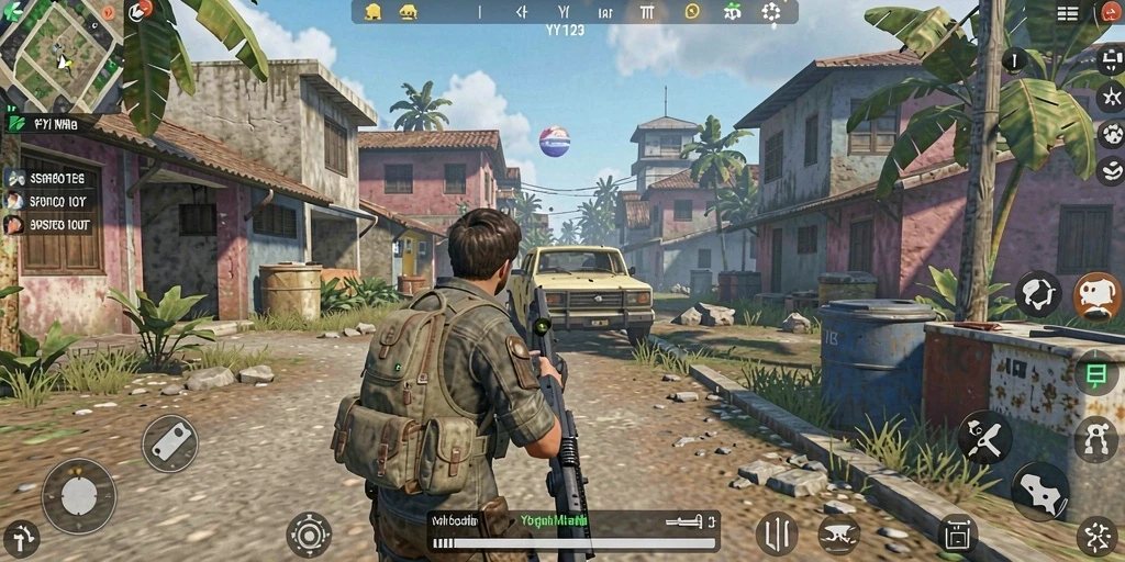 Tampilan gameplay YY123 yang epik dan menegangkan saat bertempur.