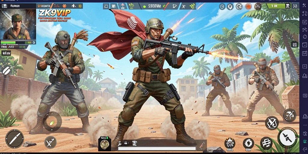 Screenshot gameplay ZK9VIP menampilkan aksi seru Battle Royale.